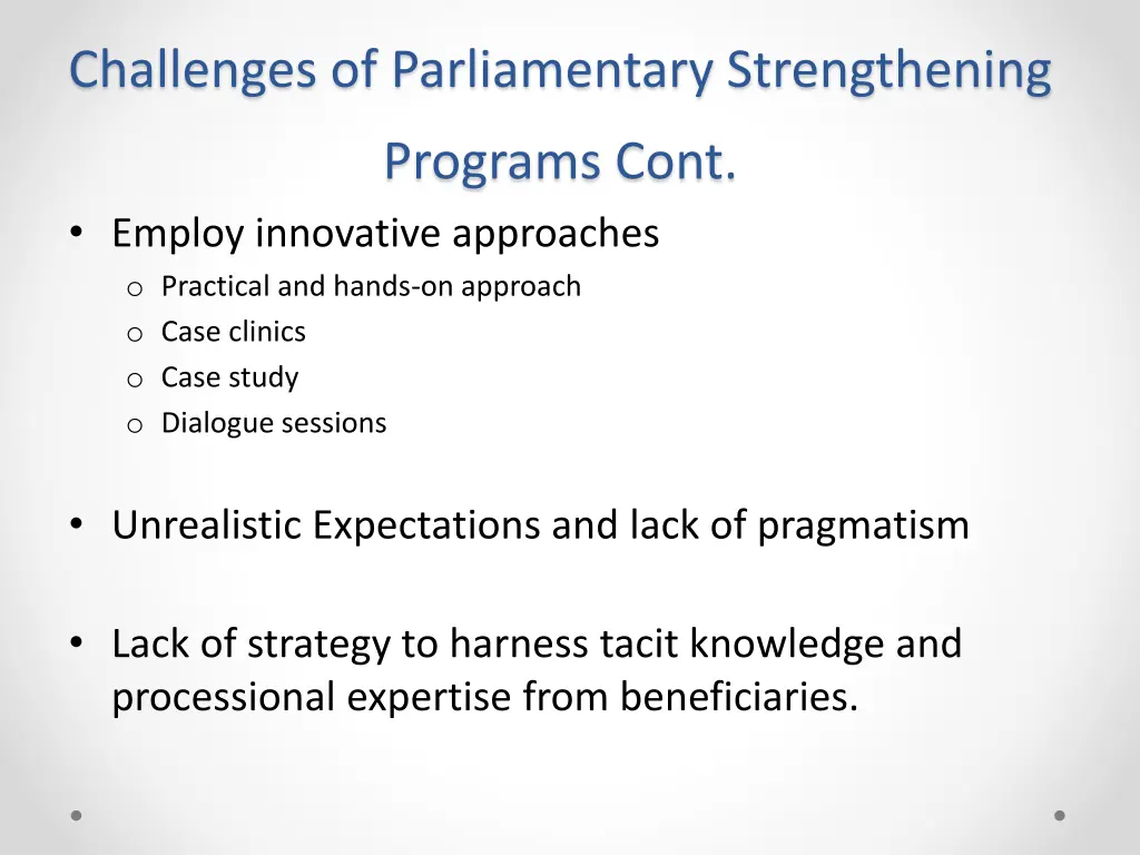 challenges of parliamentary strengthening 1