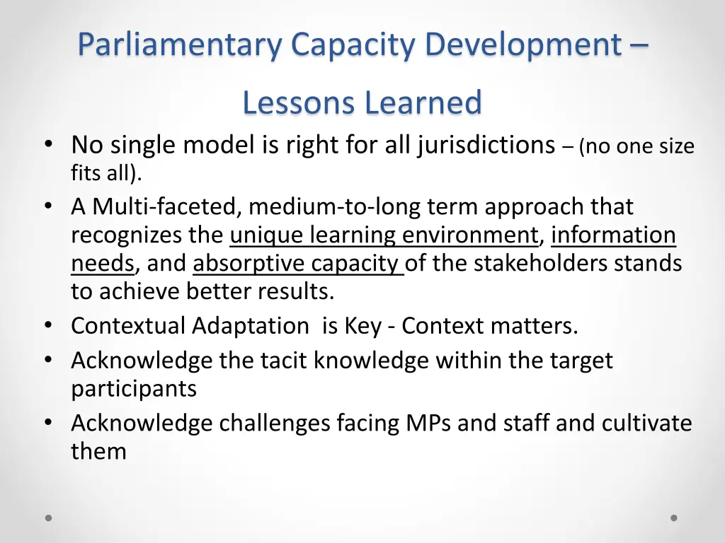 parliamentary capacity development