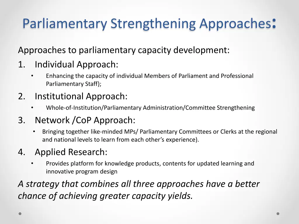 parliamentary strengthening approaches