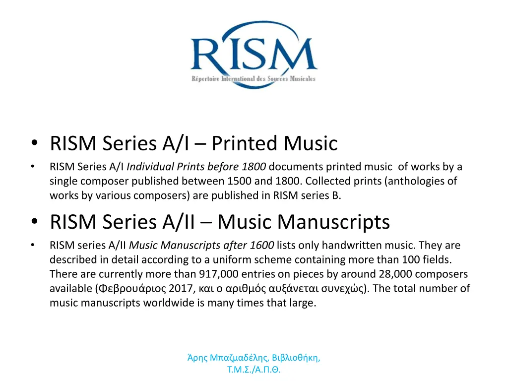 rism series a i printed music rism series