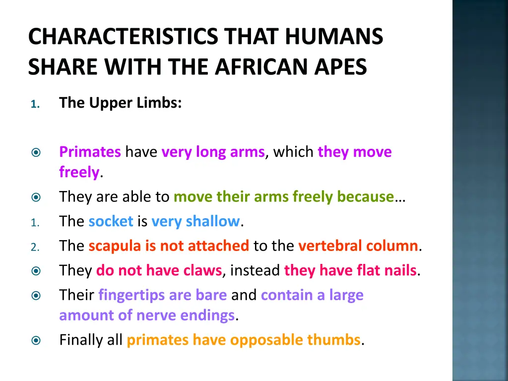 characteristics that humans share with 1