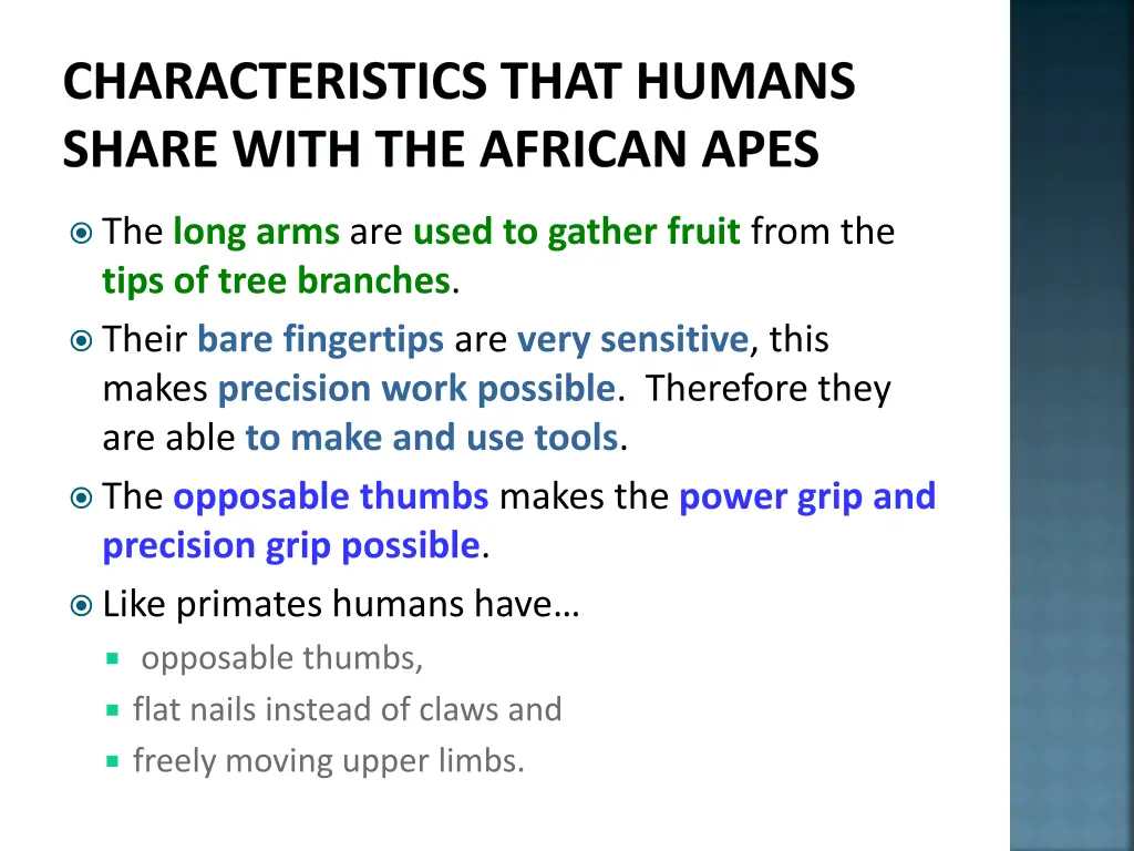 characteristics that humans share with 2