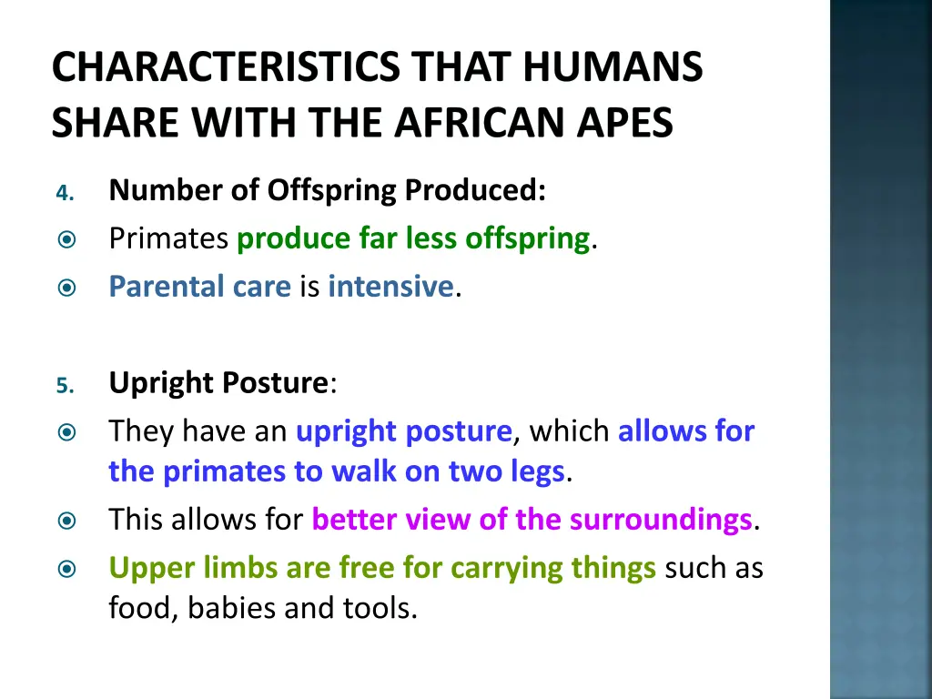 characteristics that humans share with 5