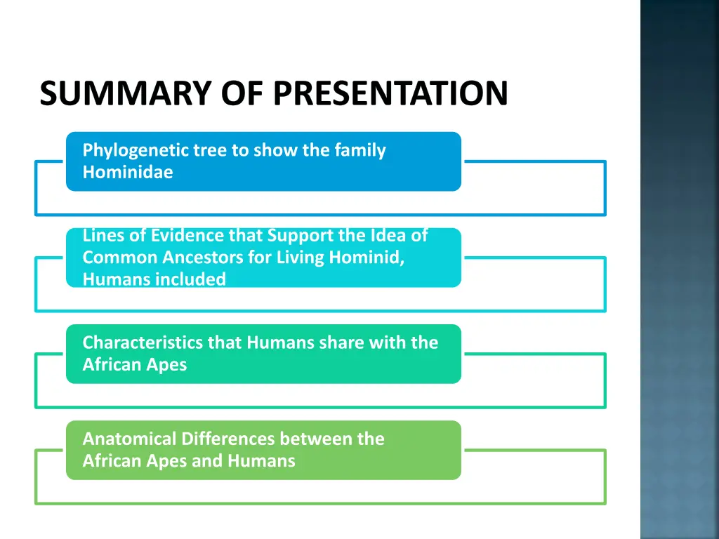 summary of presentation