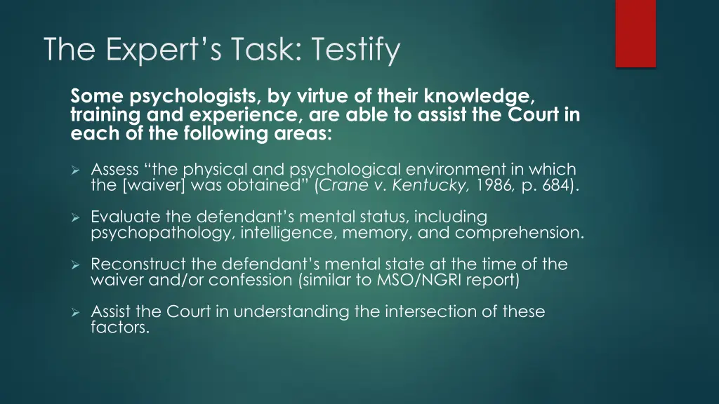 the expert s task testify