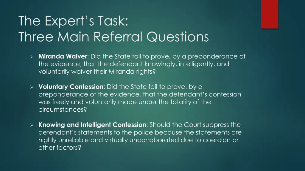 the expert s task three main referral questions