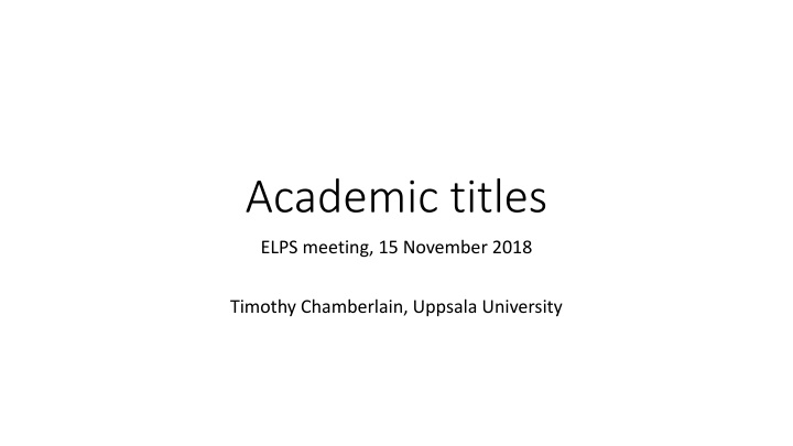 academic titles