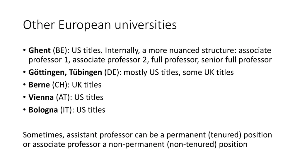 other european universities