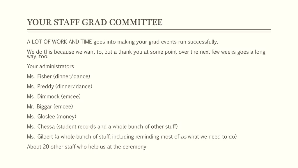 your staff grad committee