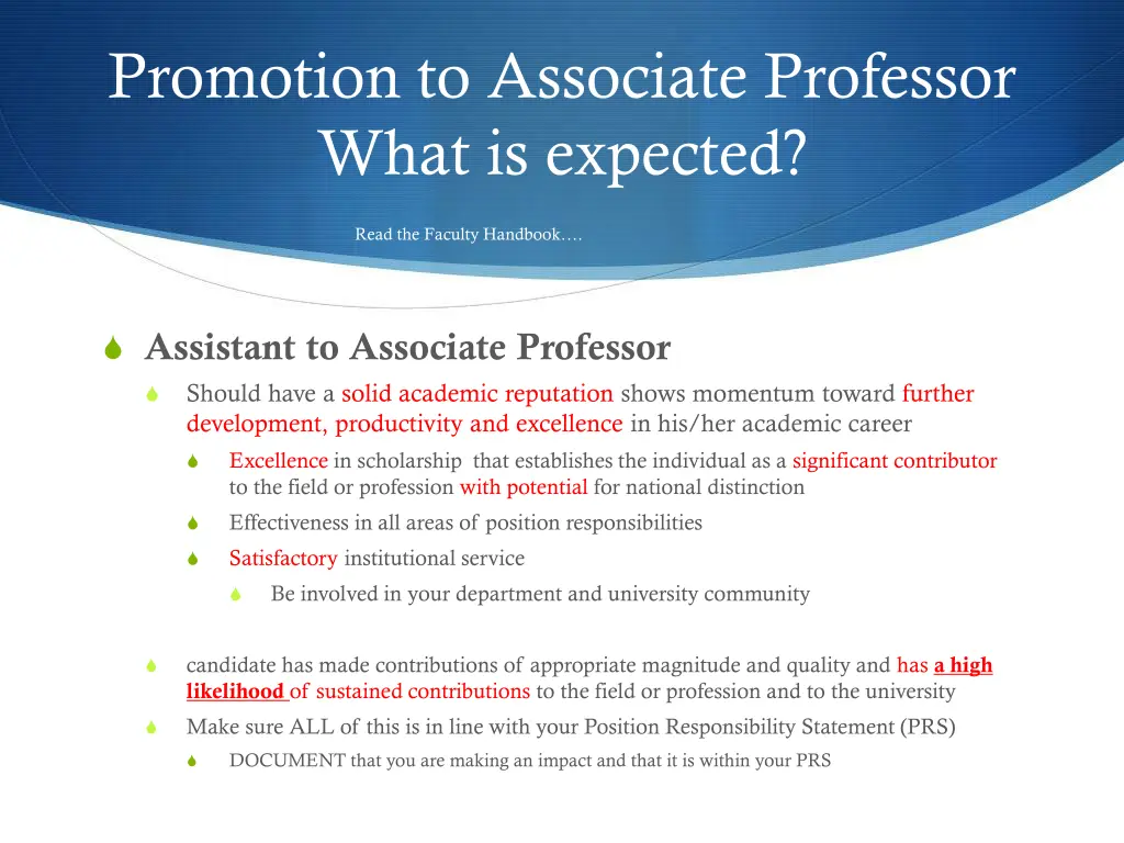 promotion to associate professor what is expected