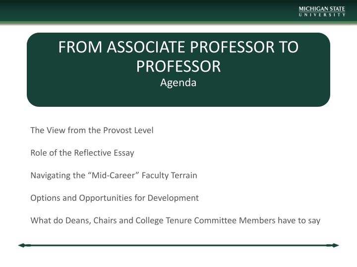 from associate professor to professor agenda