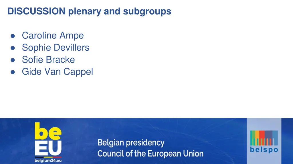 discussion plenary and subgroups