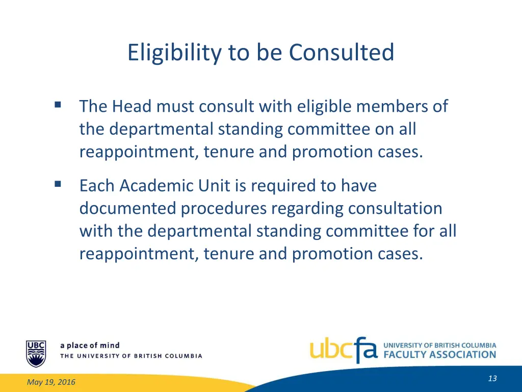 eligibility to be consulted