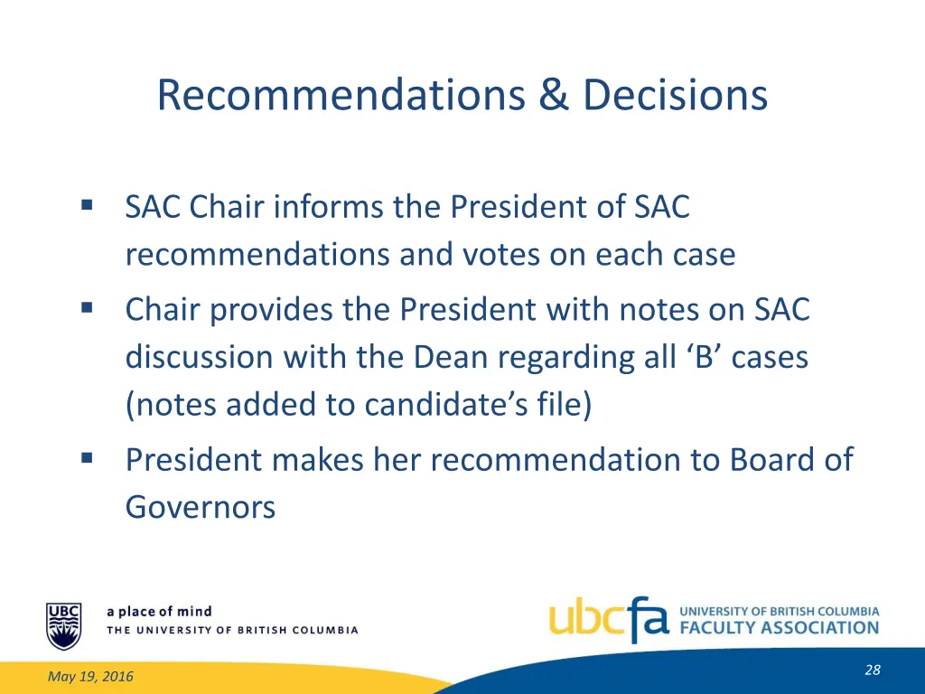 recommendations decisions