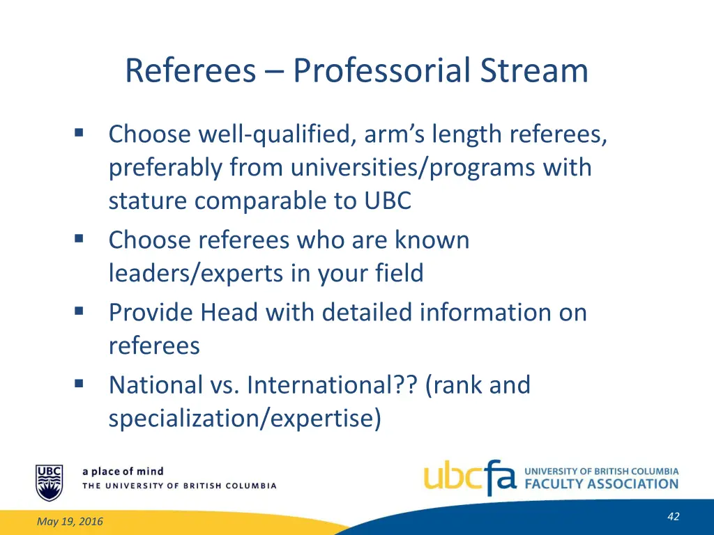 referees professorial stream