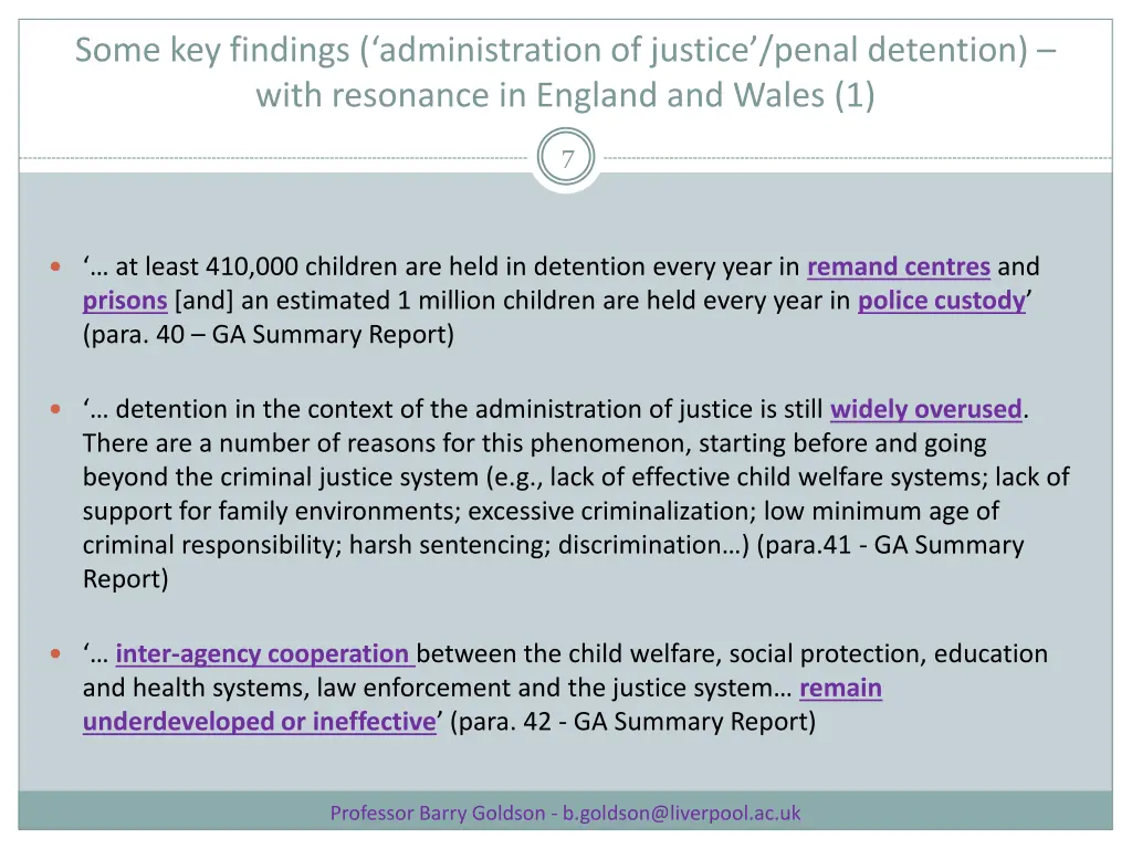 some key findings administration of justice penal