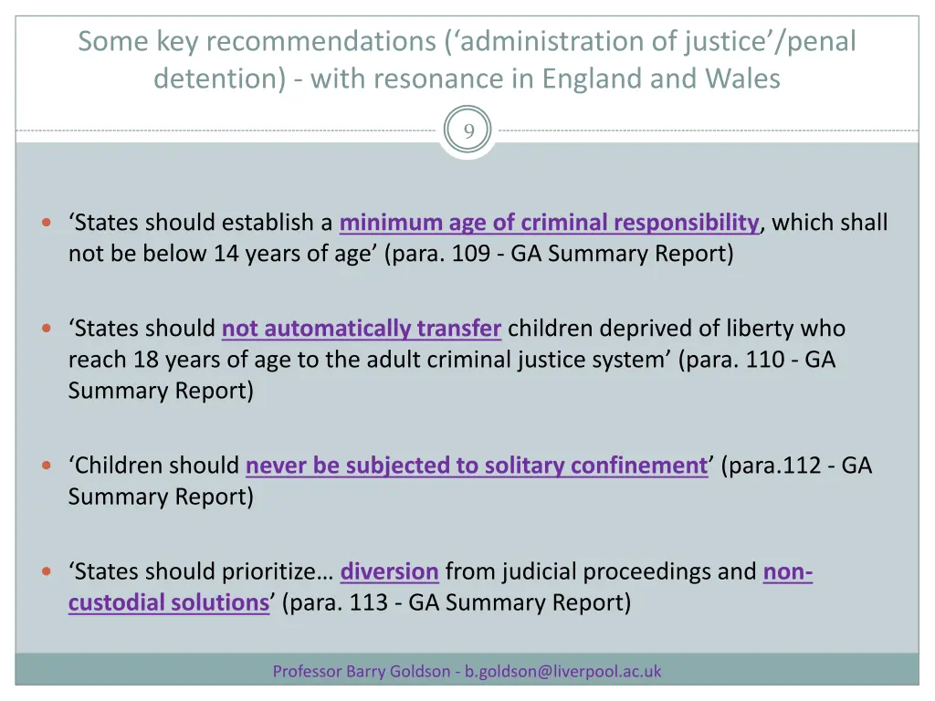 some key recommendations administration