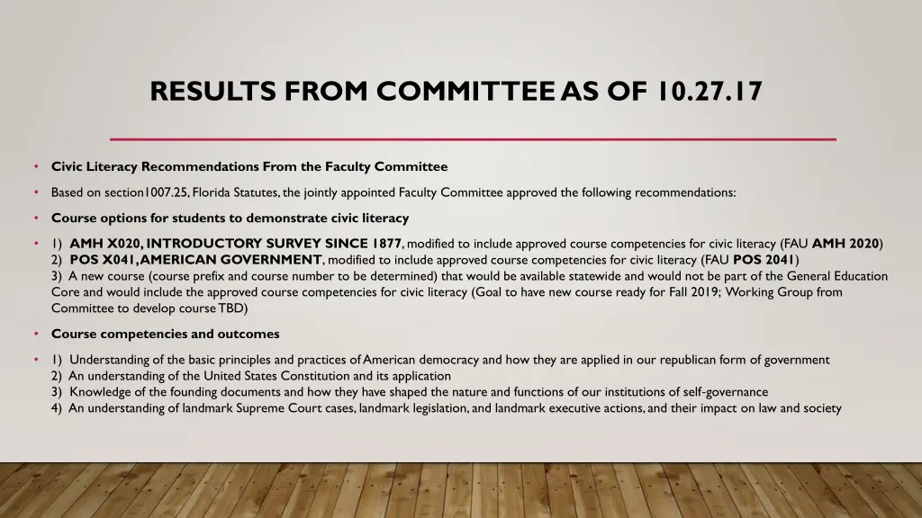 results from committee as of 10 27 17