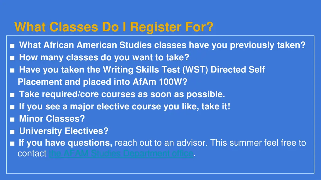 what classes do i register for