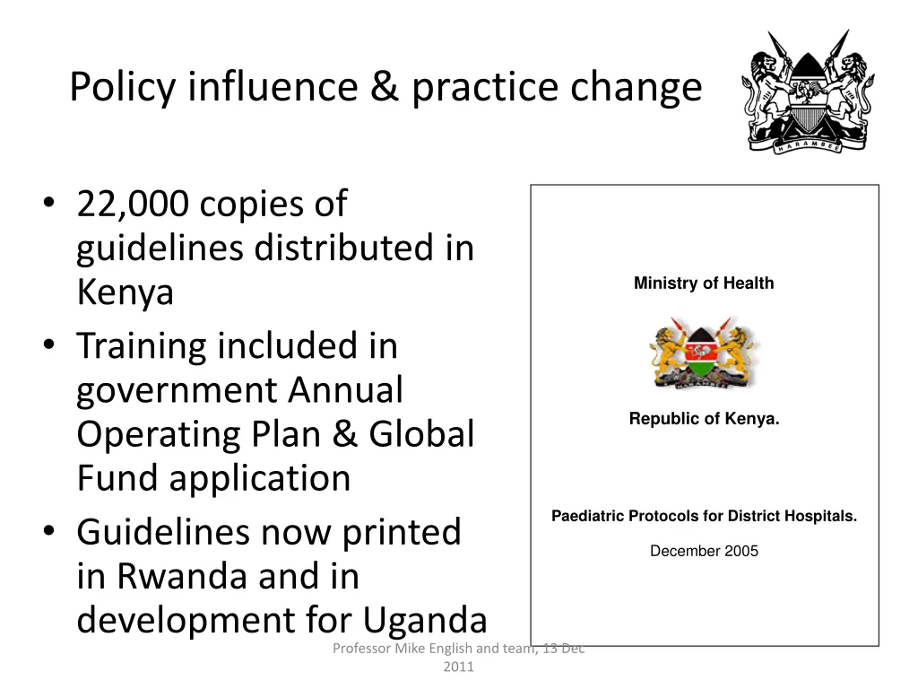 policy influence practice change