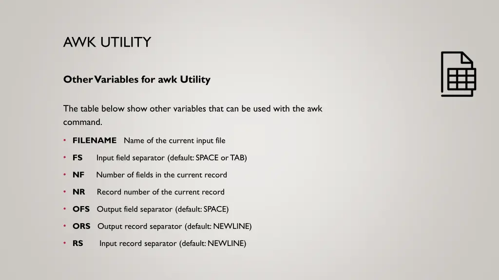 awk utility 14