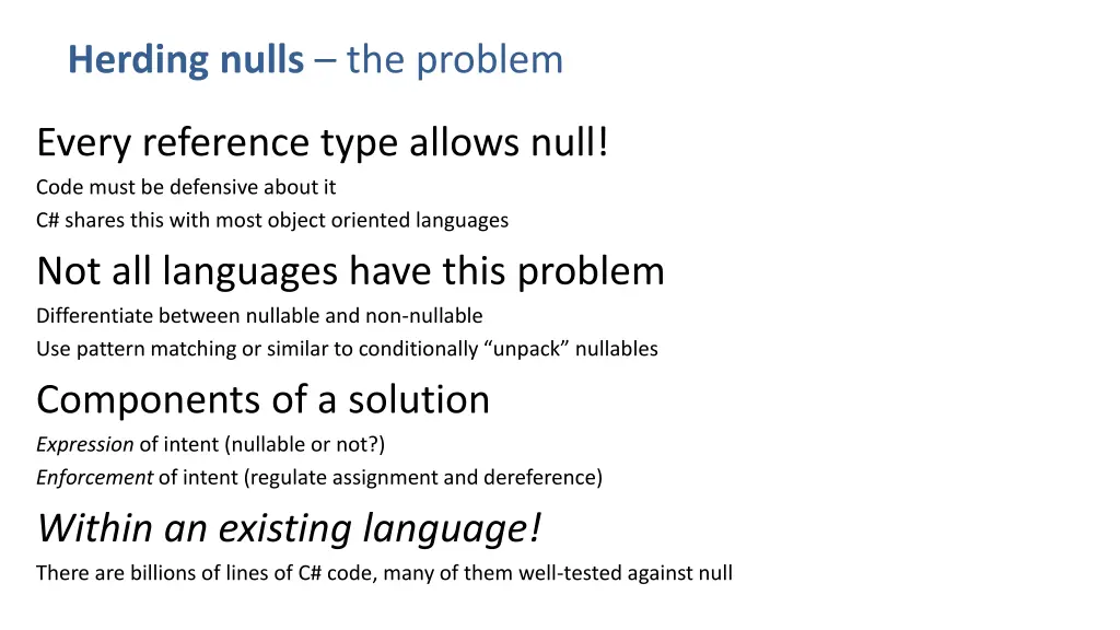 herding nulls the problem