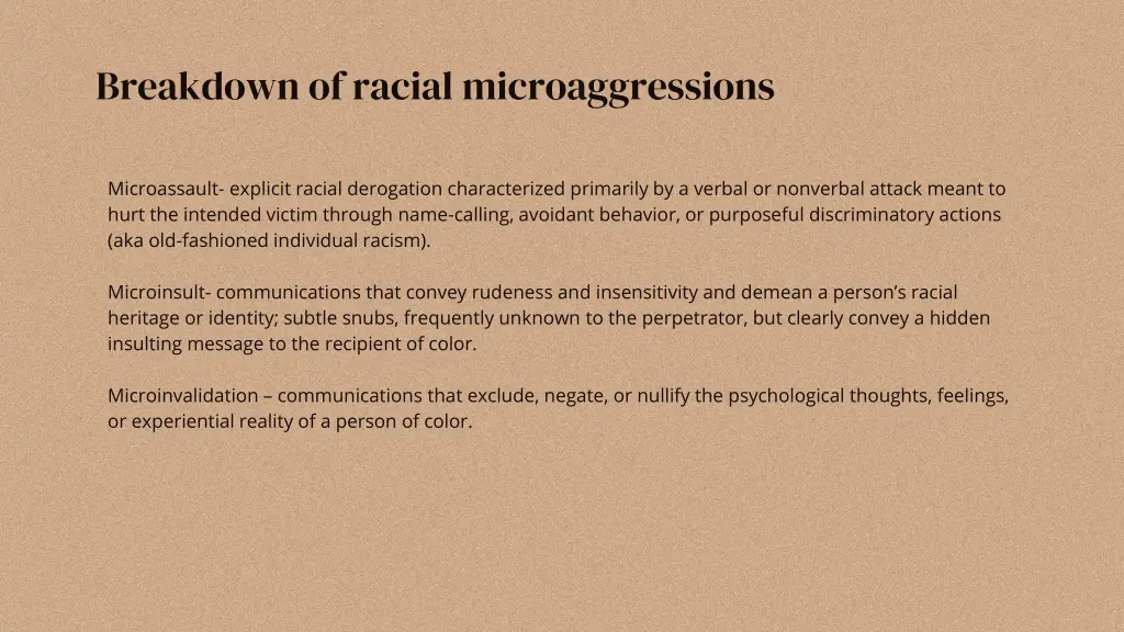 breakdown of racial microaggressions