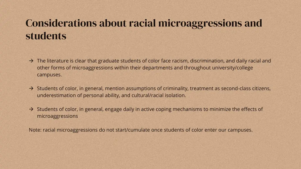 considerations about racial microaggressions