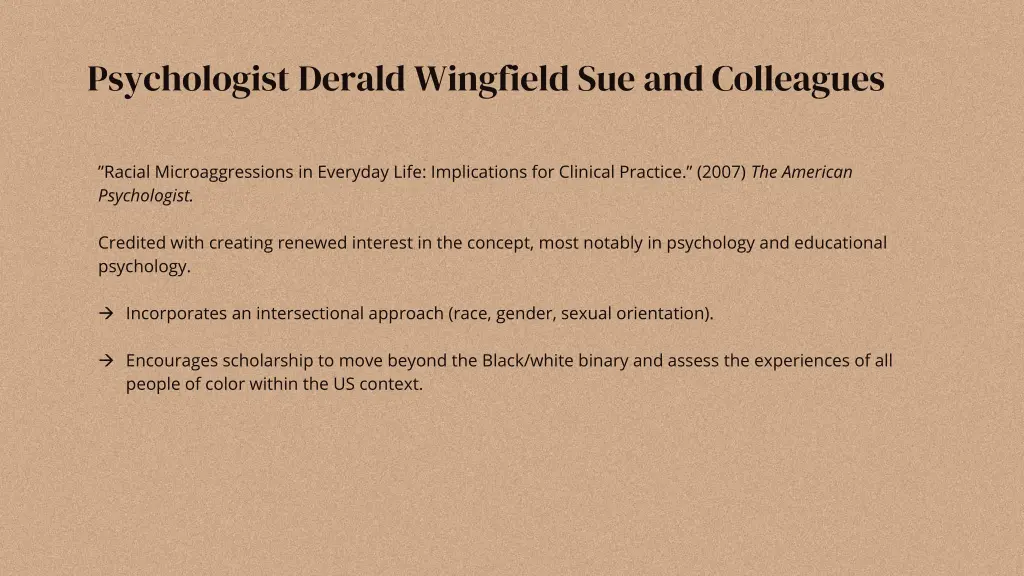 psychologist derald wingfield sue and colleagues