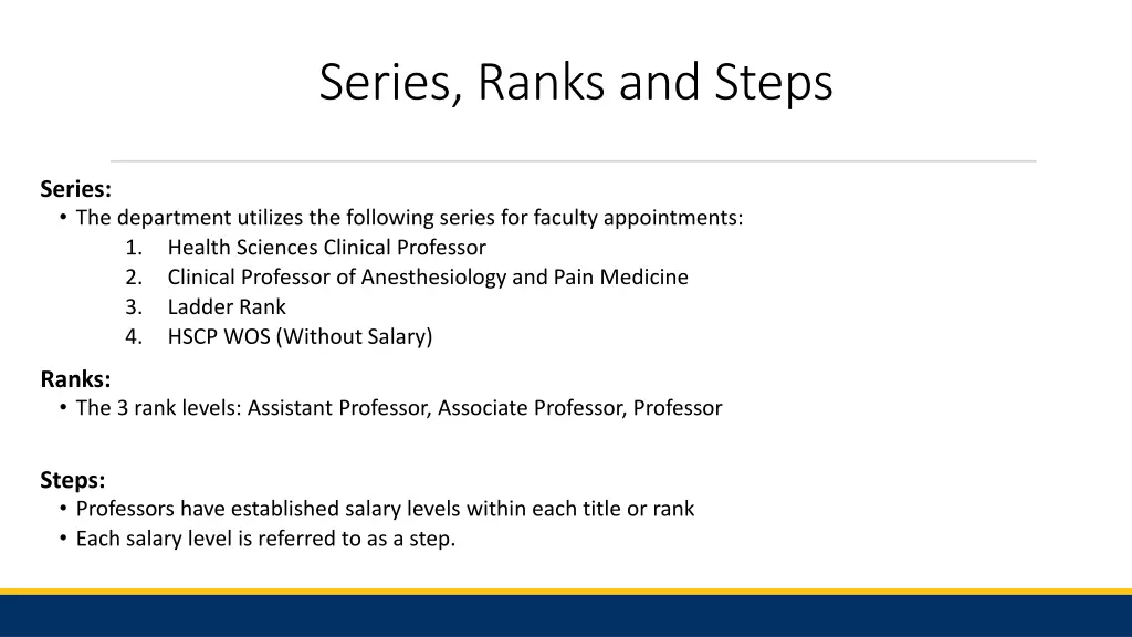 series ranks and steps