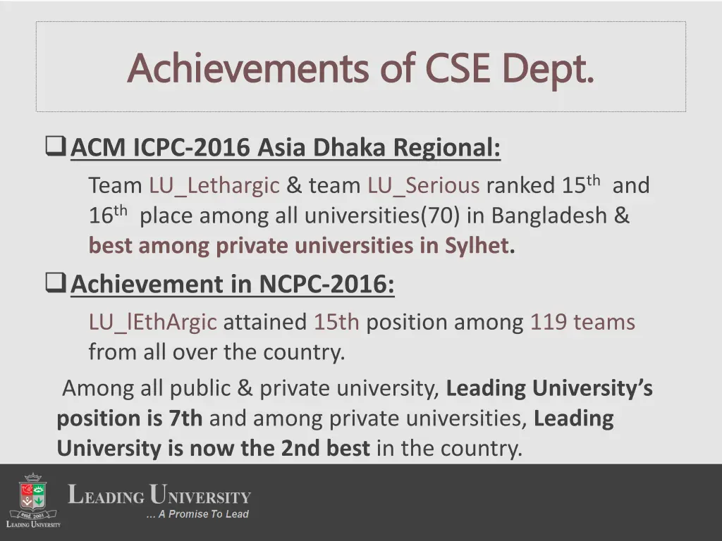 achievements of cse dept achievements of cse dept