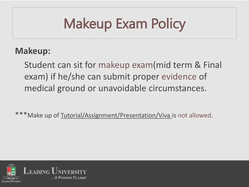 makeup exam policy makeup exam policy