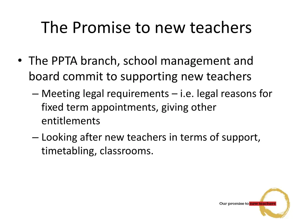 the promise to new teachers