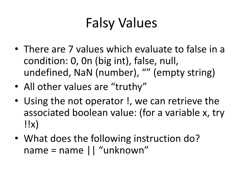 falsy values