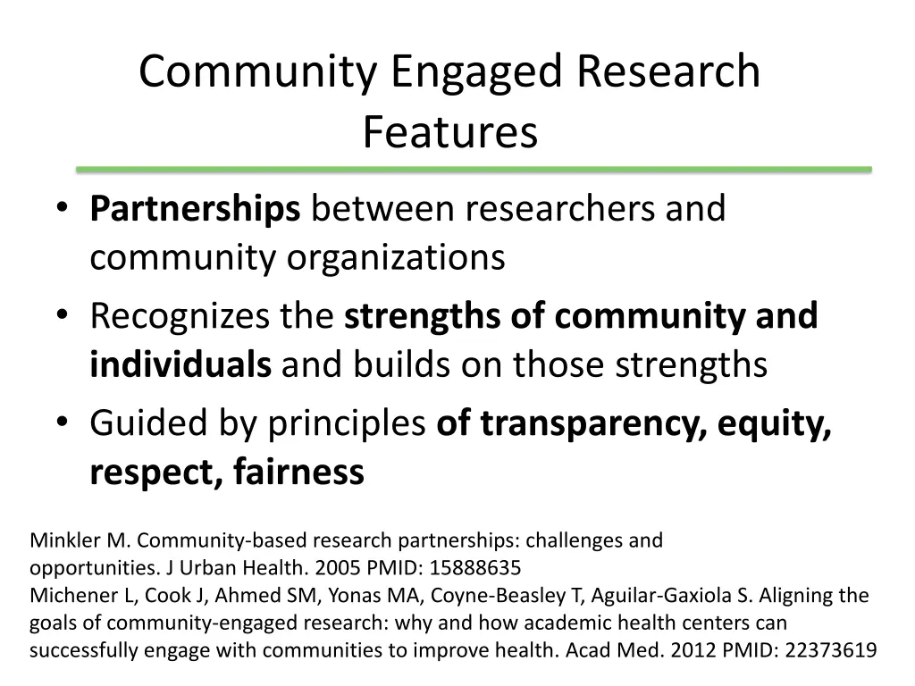 community engaged research features