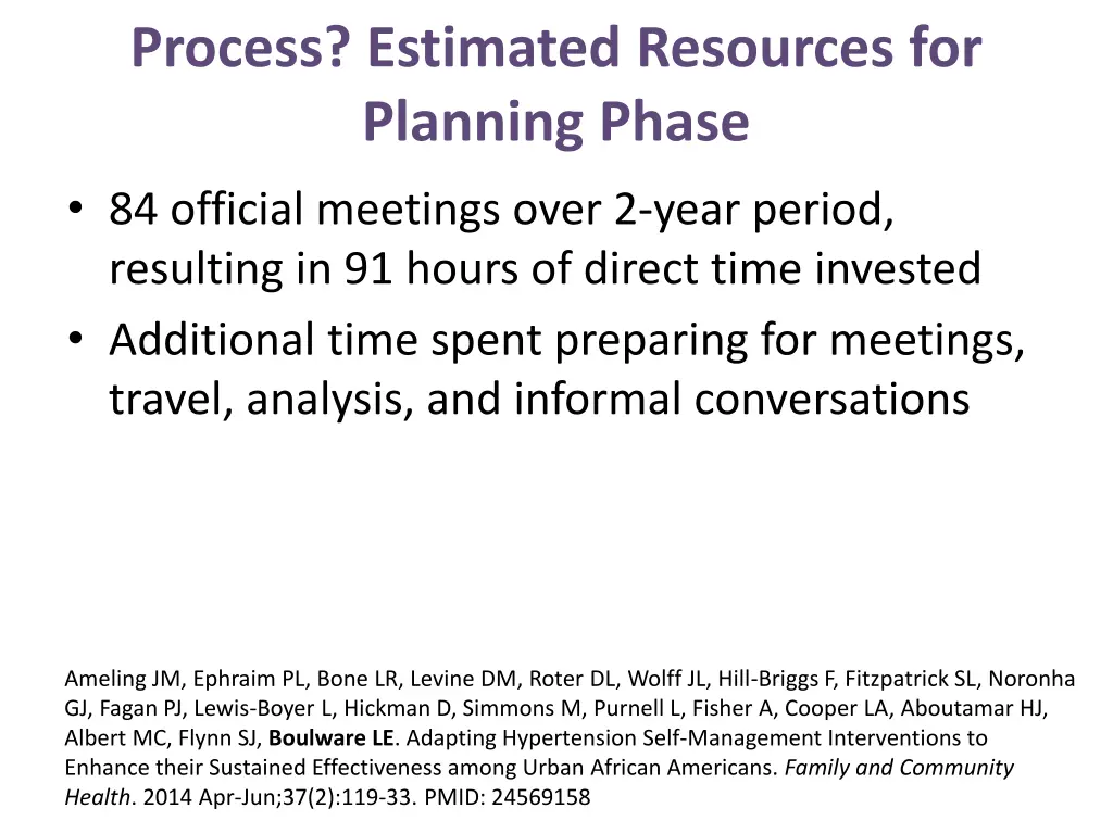 process estimated resources for planning phase