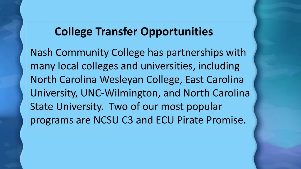 college transfer opportunities