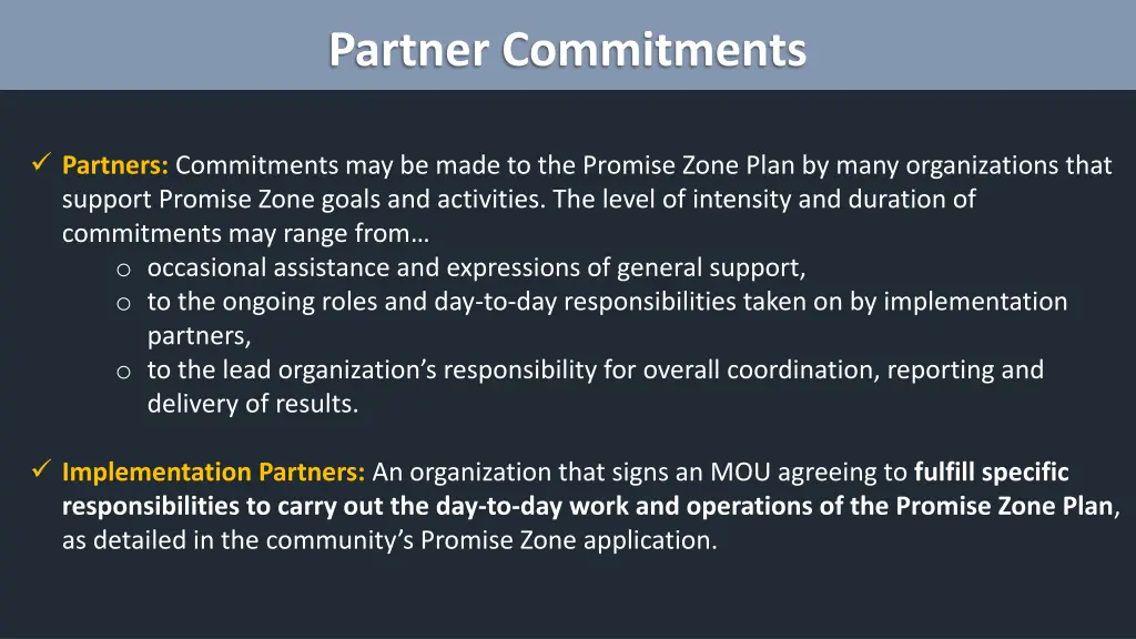 partner commitments