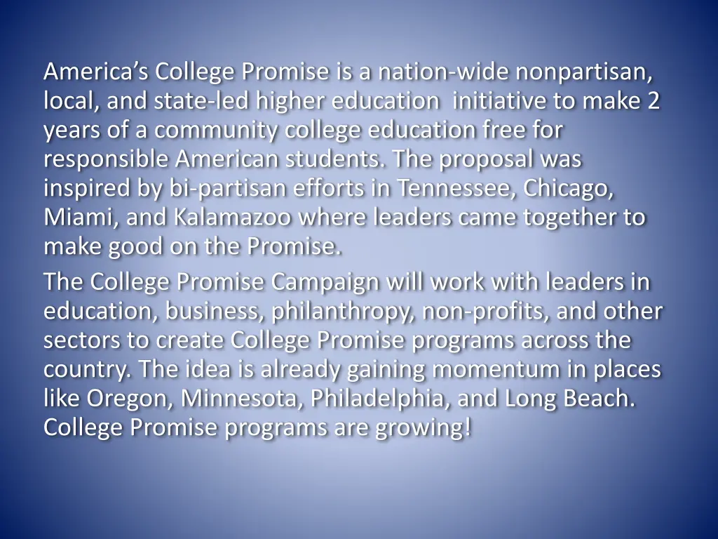 america s college promise is a nation wide