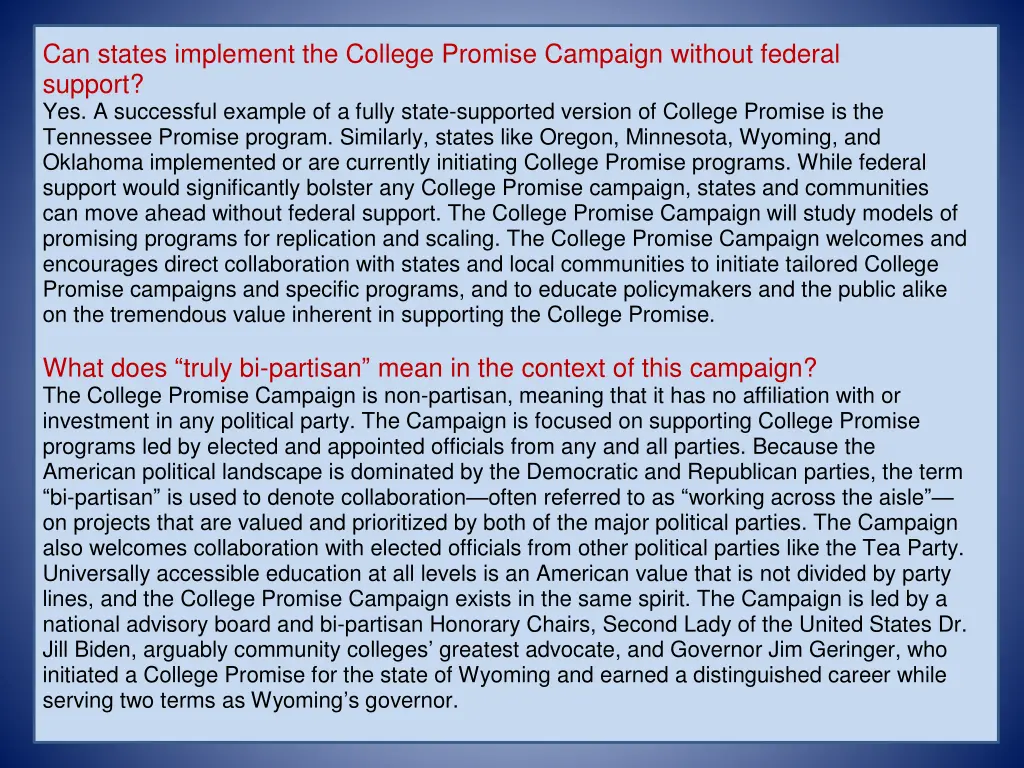 can states implement the college promise campaign