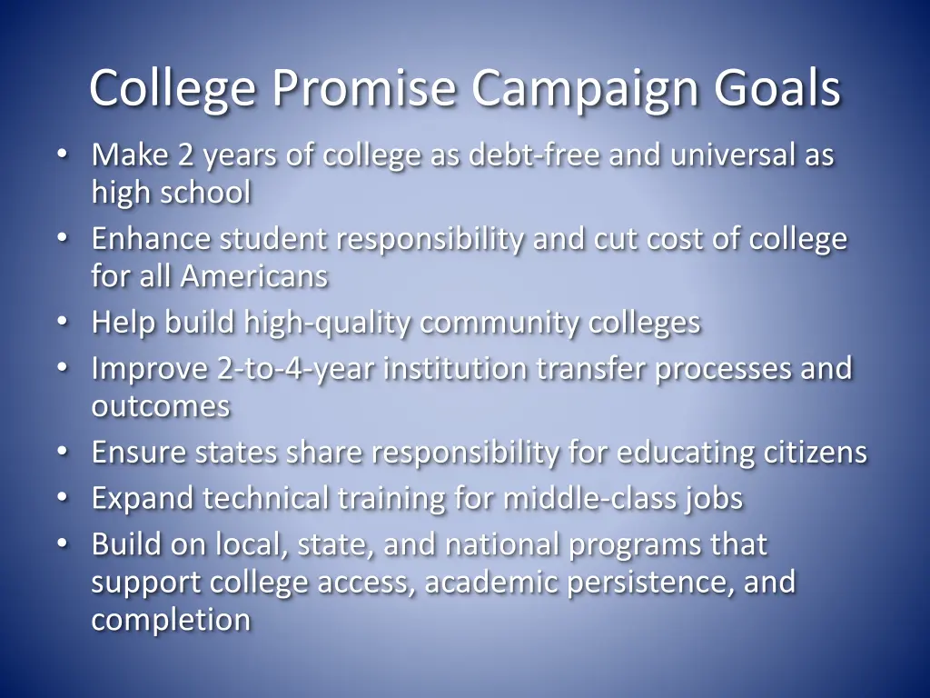 college promise campaign goals make 2 years