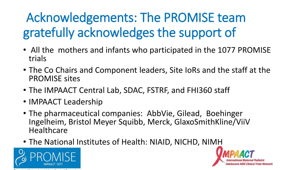 acknowledgements the promise team