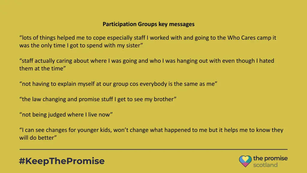 participation groups key messages