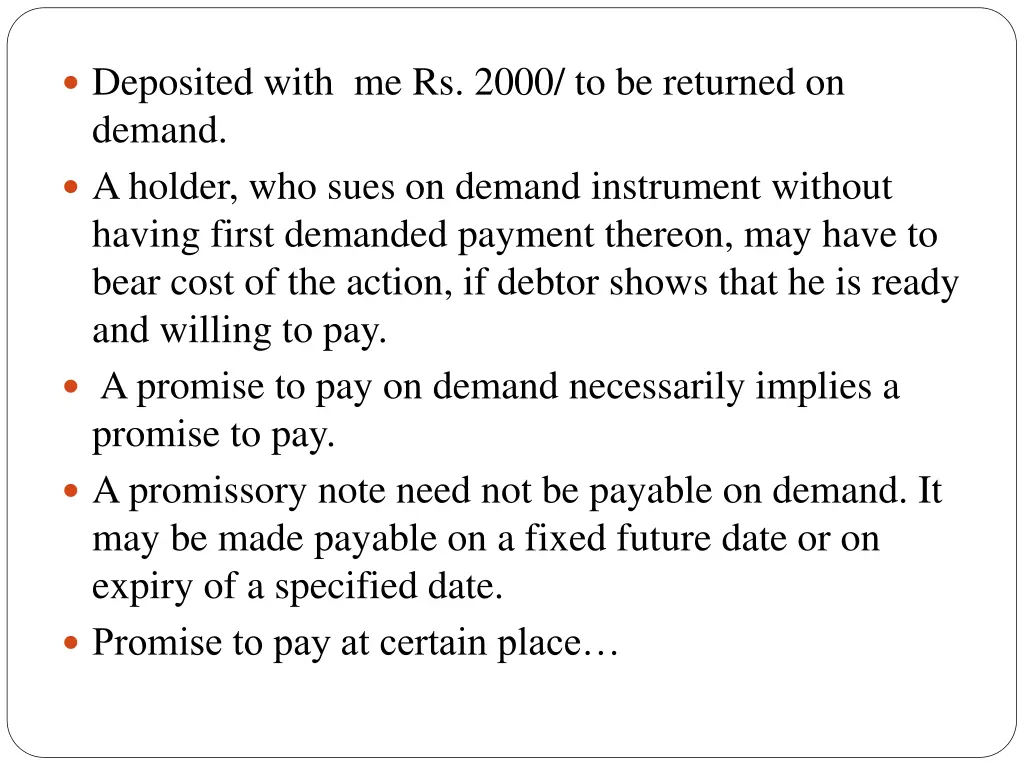 deposited with me rs 2000 to be returned