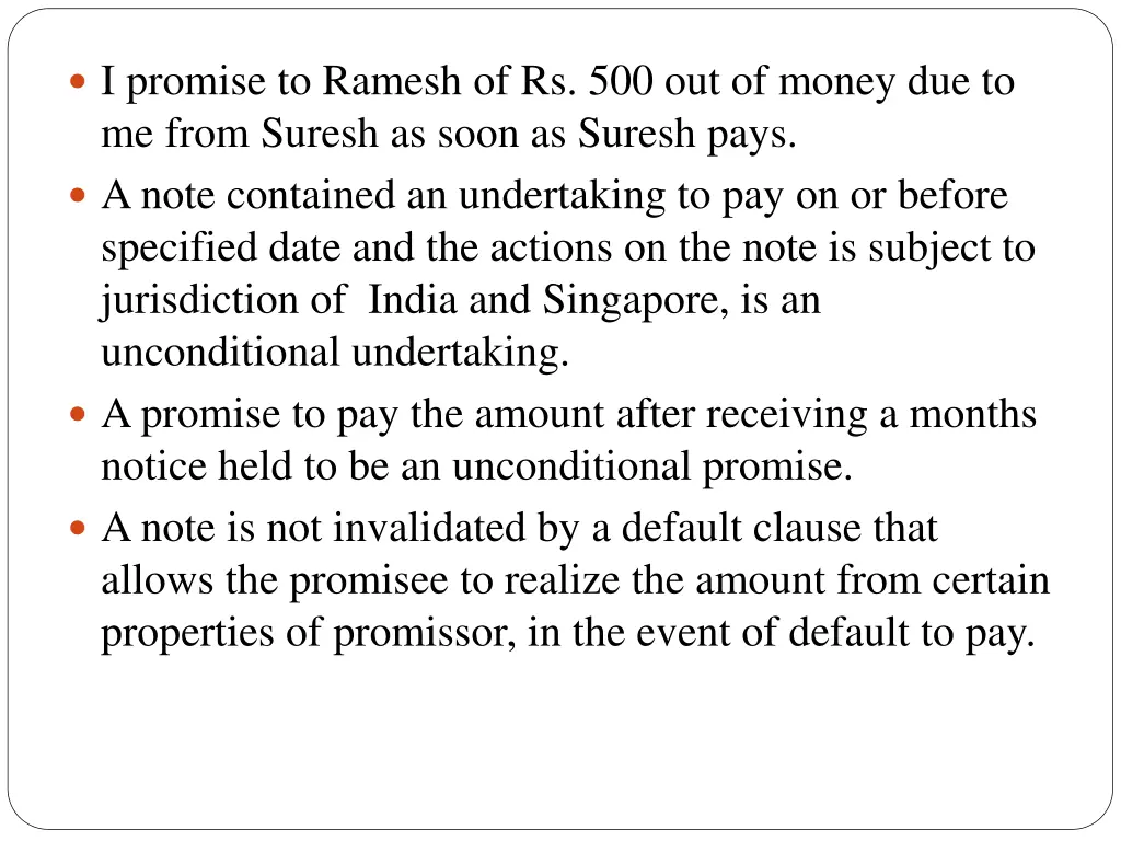 i promise to ramesh of rs 500 out of money