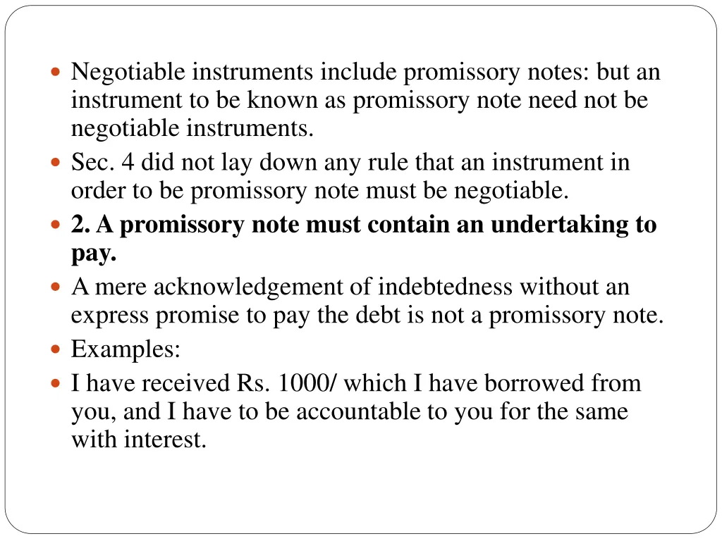 negotiable instruments include promissory notes