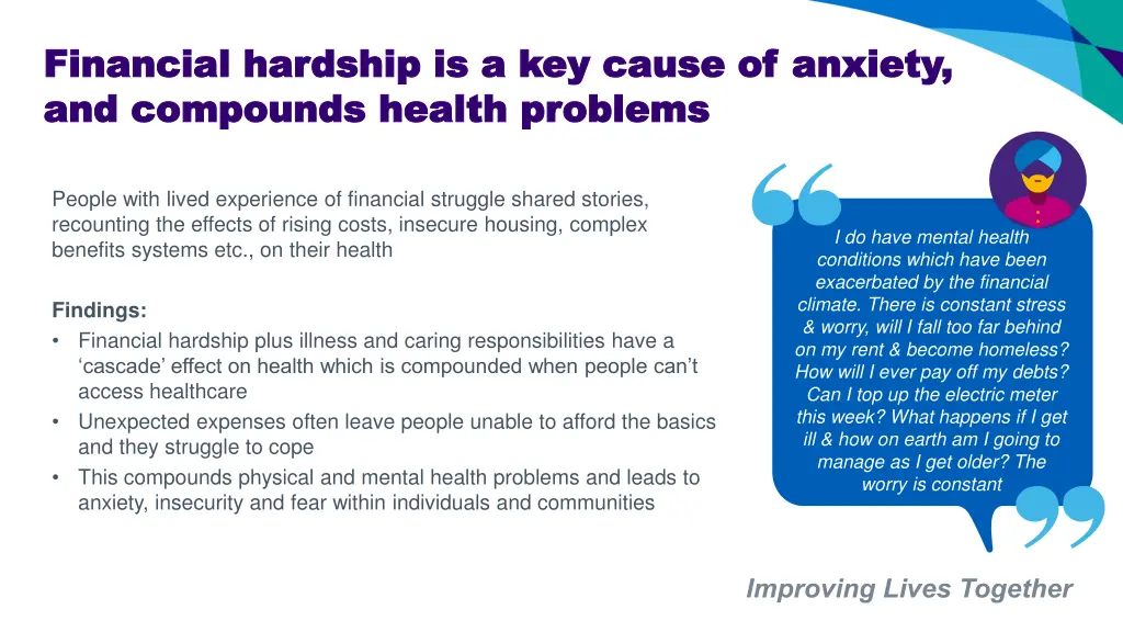 financial hardship is a key cause of anxiety