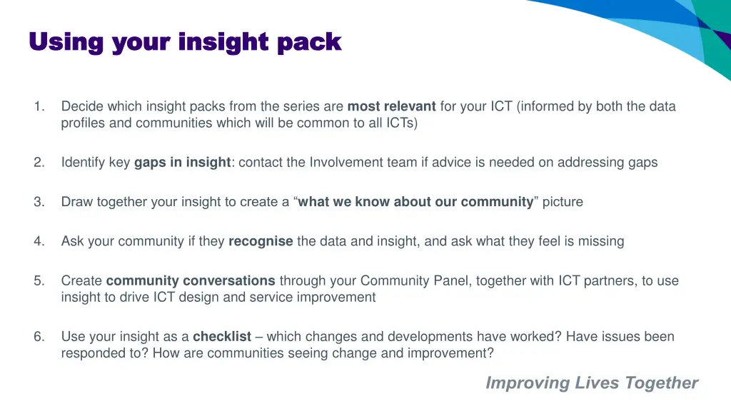 using your insight pack using your insight pack