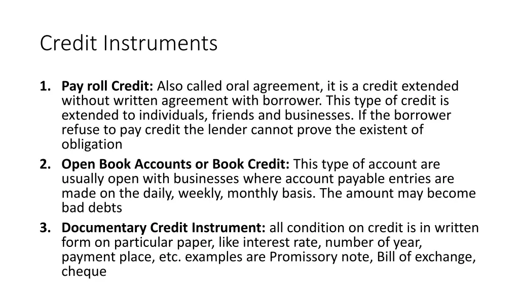 credit instruments 1