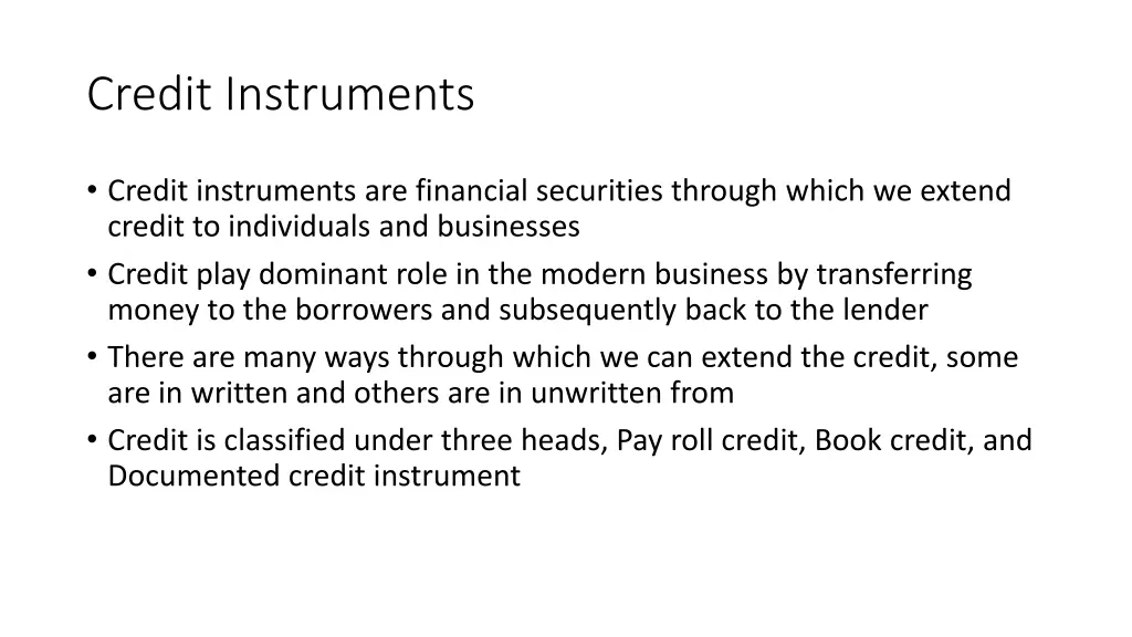 credit instruments